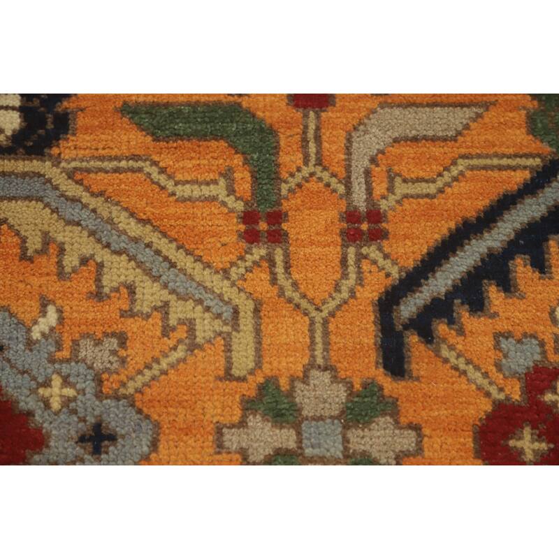 Hand-knotted Transitional Wool Carpet Orange Oushak Rug Floral Oriental Area Rug - 9' 9'' X 7' 10''