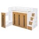 preview thumbnail 12 of 11, Modern Loft Bed with Two-Tone Storage Stairs and Pull-Out Wardrobes, Twin Size