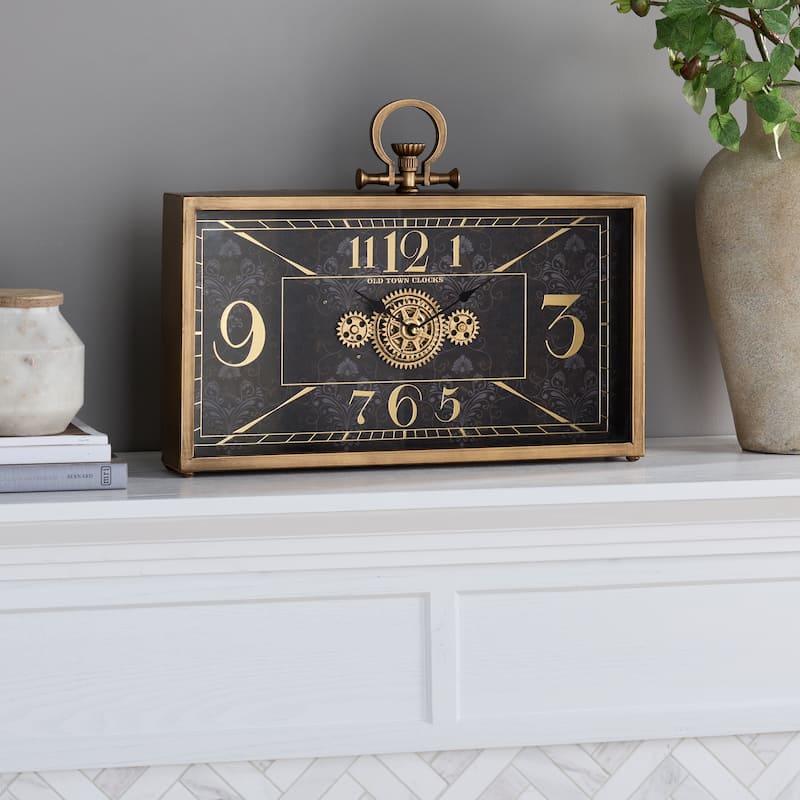 SEI Furniture Maximillian Horizntl Wall Clock - 18"W x 3"D x 13"H - Black/Gold