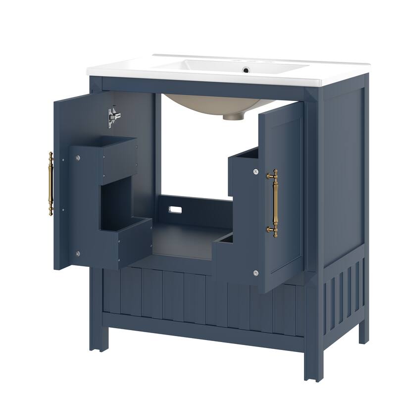 30" Bathroom Vanity with Sink, Drawers, Doors & Storage Shelves