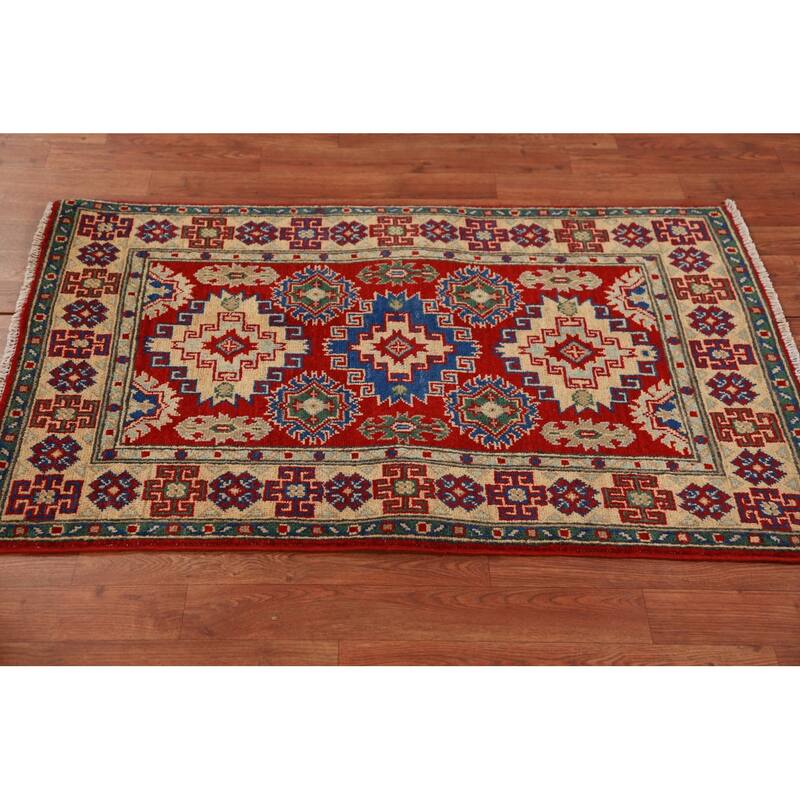 Red Kazak Foyer Rug Oriental Handmade Wool Carpet - 2'7"x 4'0"