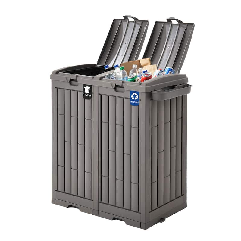 Moasis 31/76 Gallon Resin Outdoor Patio Trash Can - Grey-76 Gallon