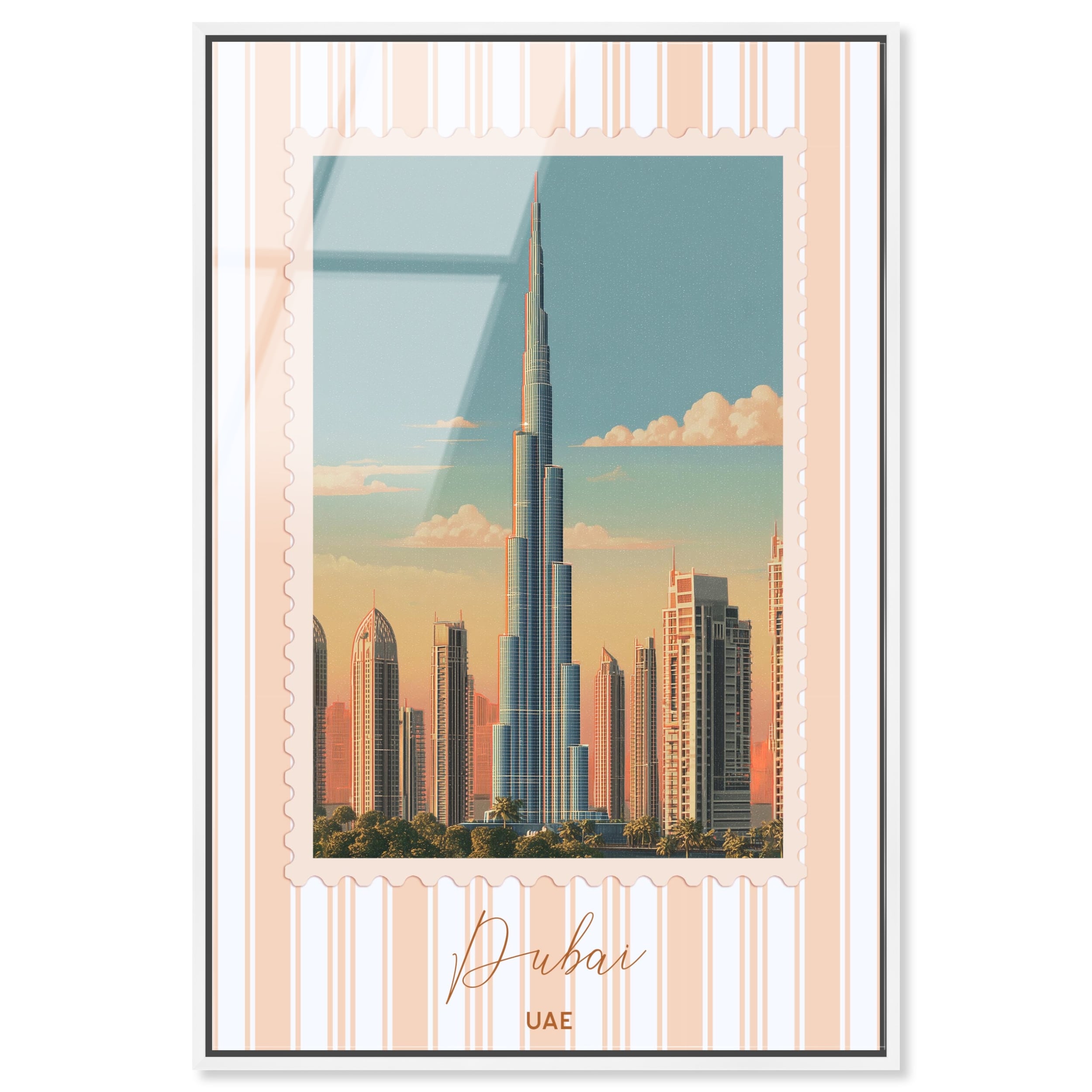 Dubai Travel Stamp Vintage Poster Art Acrylic Print by Art Remedy