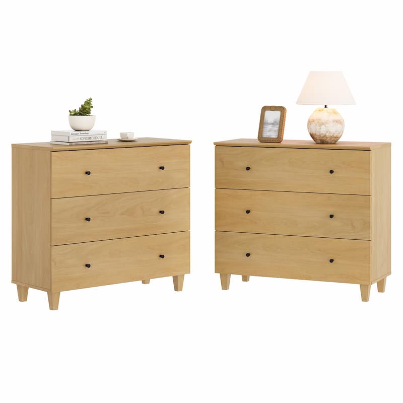 Wood Dresser with 3 Wide Drawers for Bedroom, Kids Room