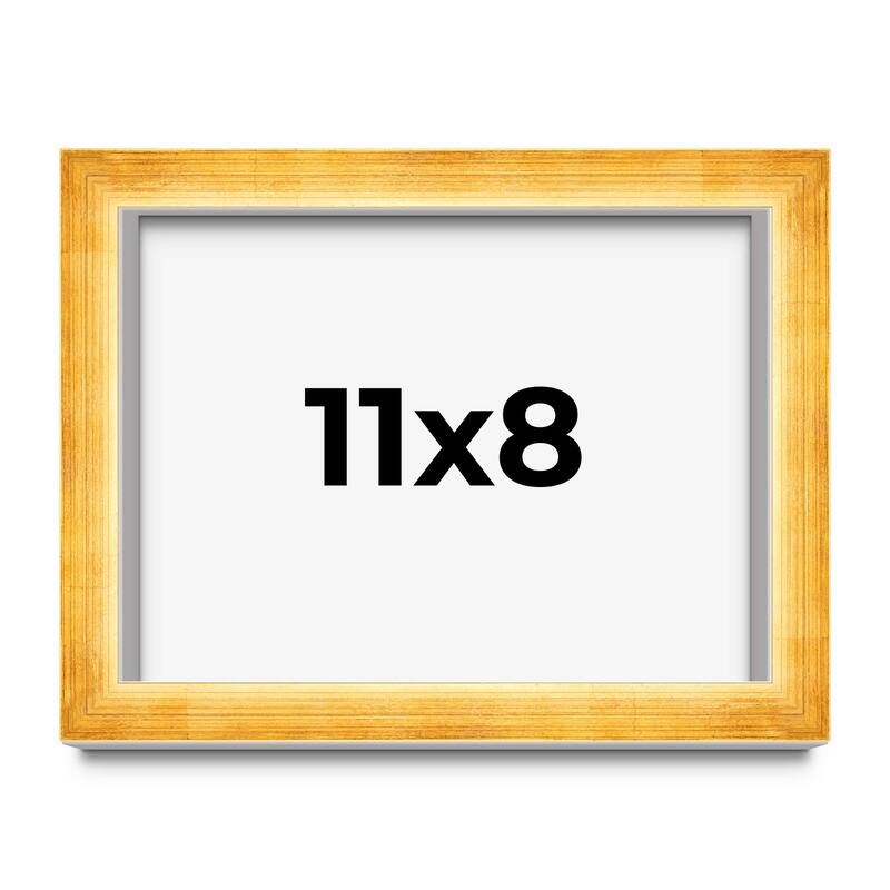 11x8 Shadow Box Frame Gold | 1.625 Inches Deep Real Wood Traditional