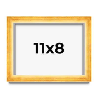 11x8 Shadow Box Frame Gold | 1.625 Inches Deep Real Wood Traditional