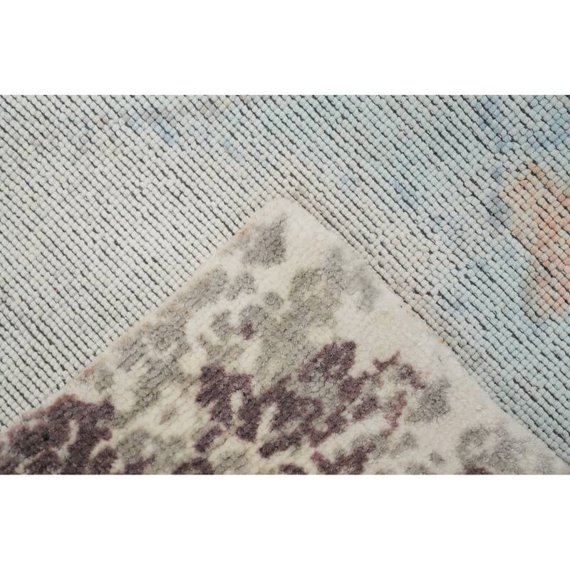 Hand Knotted Oriental Viscose Silk Carpet Modern Pictorial Multi-Colored Abstract Area Rug - 7' 3'' X 5' 2''