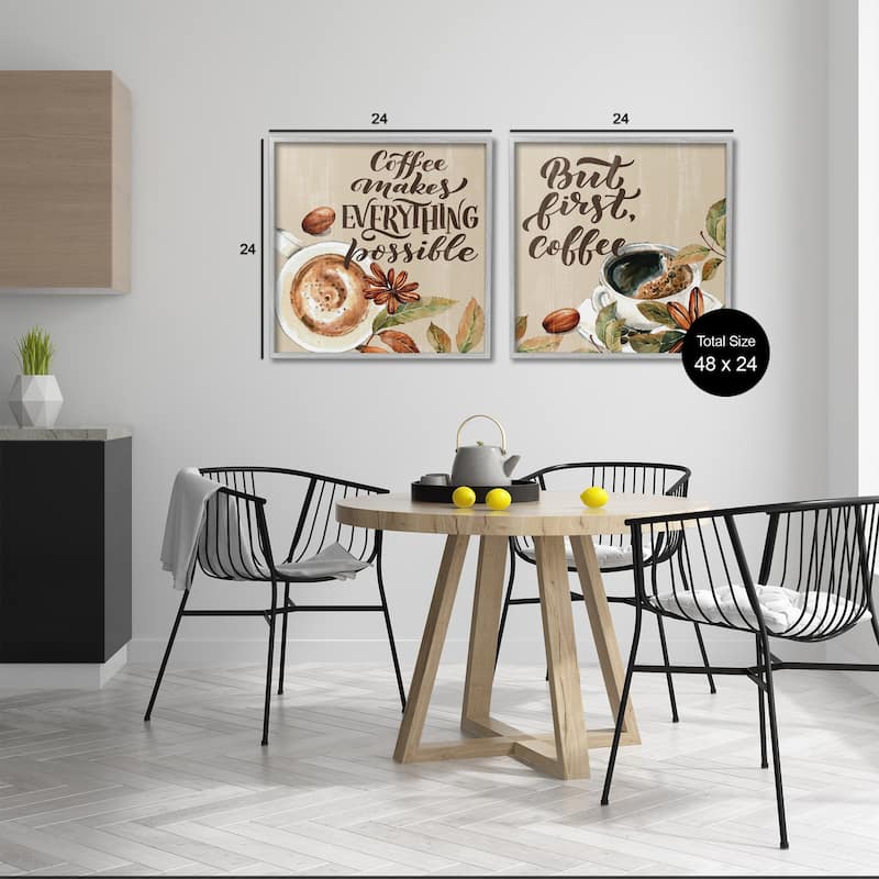 Stupell Morning Coffee Classic Phrases Framed Giclee Art Design By Kim Allen (Set of 2)