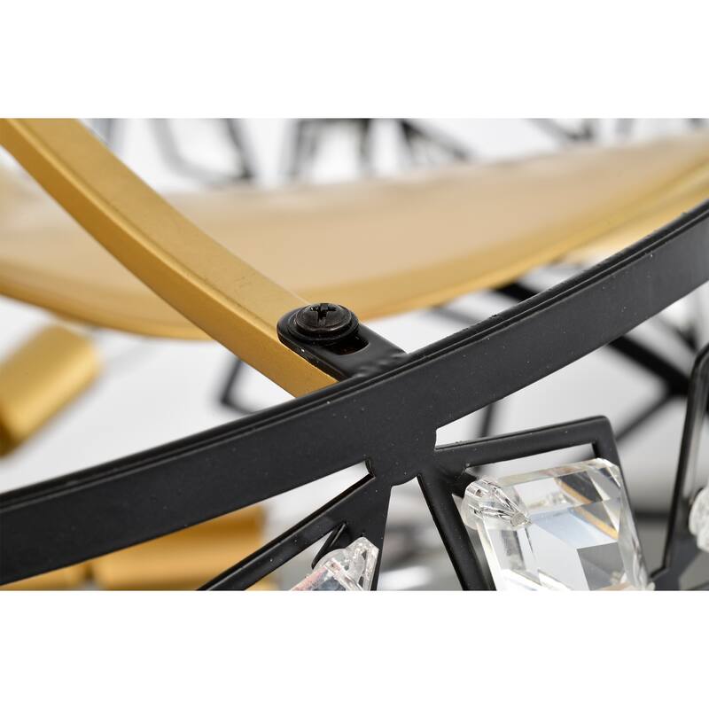 Kaison 25-inch Matte Gold and Black 6 Lights 3 Blades Lighted Ceiling Fan with Remote