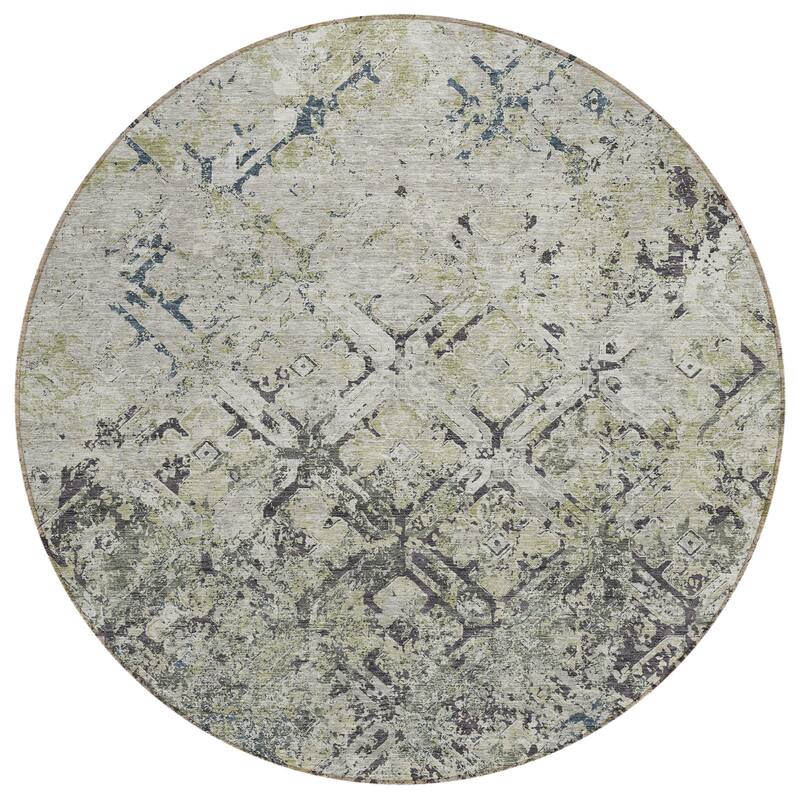 Machine Washable Indoor/ Outdoor Chantille Diamonds Distressed Rug