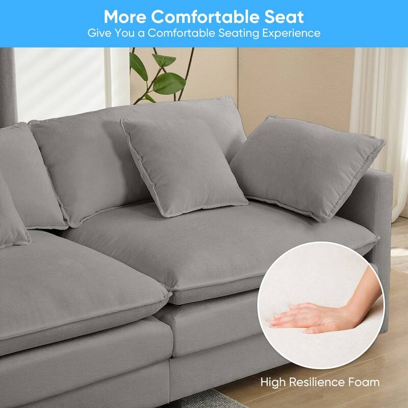 Mixoy 183''U-Shaped Chenille Modular Sectional Sofa,7-Seater Cloud Sleeper Deep Seat Couch with Ottoman and Thickened Cushions