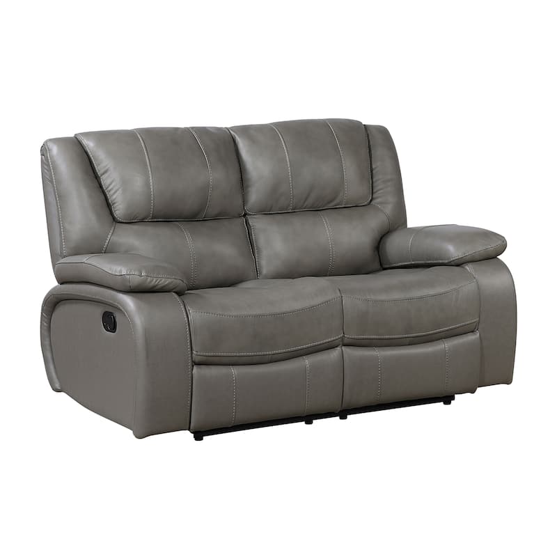 Fremont & Park Baron 65" Leather Manual Double Reclining Loveseat, Wall Hugger Design - Gray