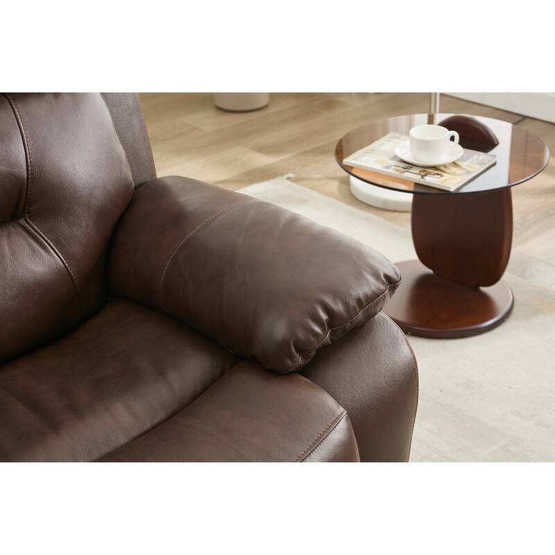 63" Genuine Leather 2-Seater Reclining Sofa with Overstuffed Armrests