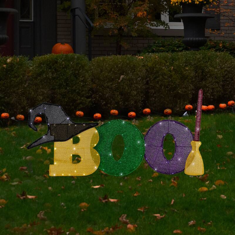 50" LED Lighted Tinsel 'Boo' Outdoor Halloween Decoration