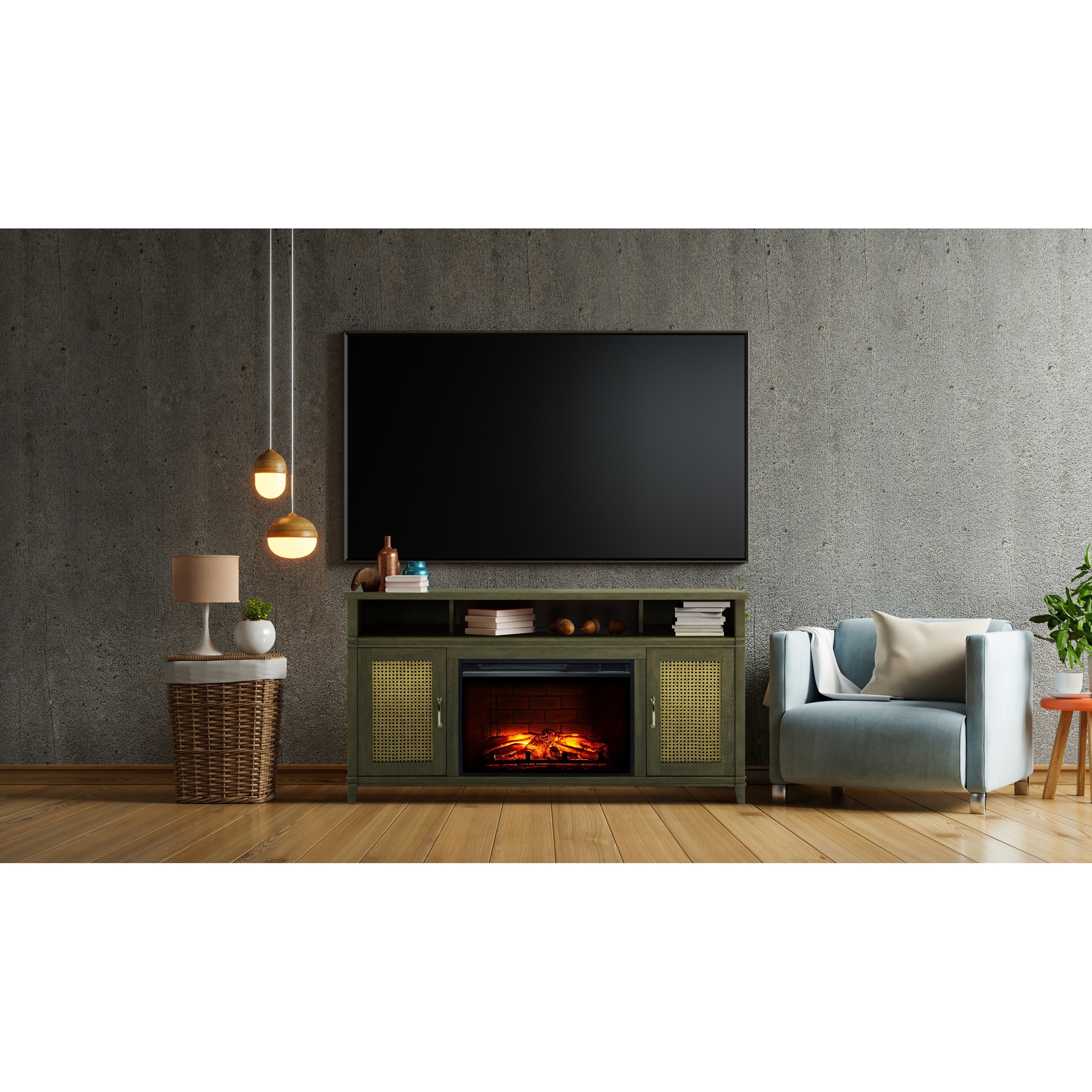 Pleasant Hearth Tahoe 60 in. ITV Stand with Electric Fireplace