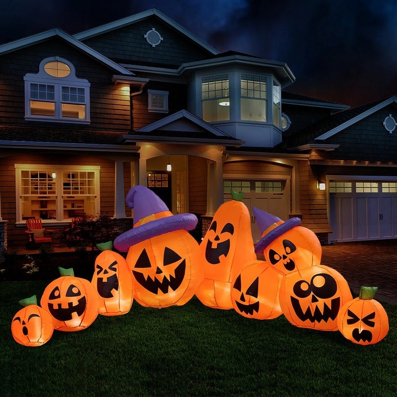 12.5 FT Halloween Inflatable Pumpkin with Witch Hat