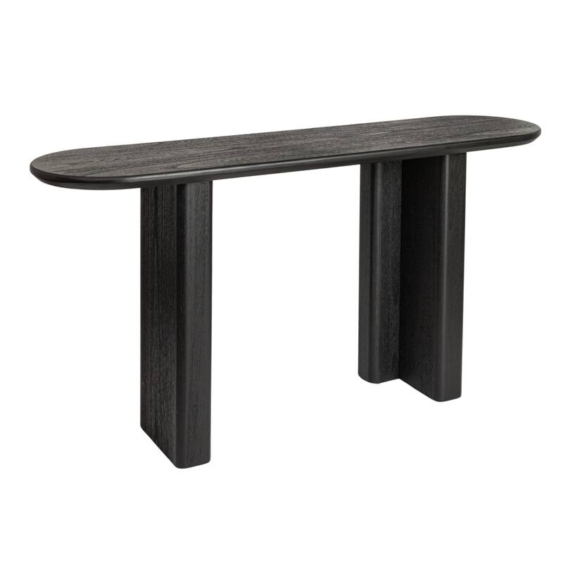 Asymmetrical Firwood and Sycamore Wood Console Table - Wood - Black