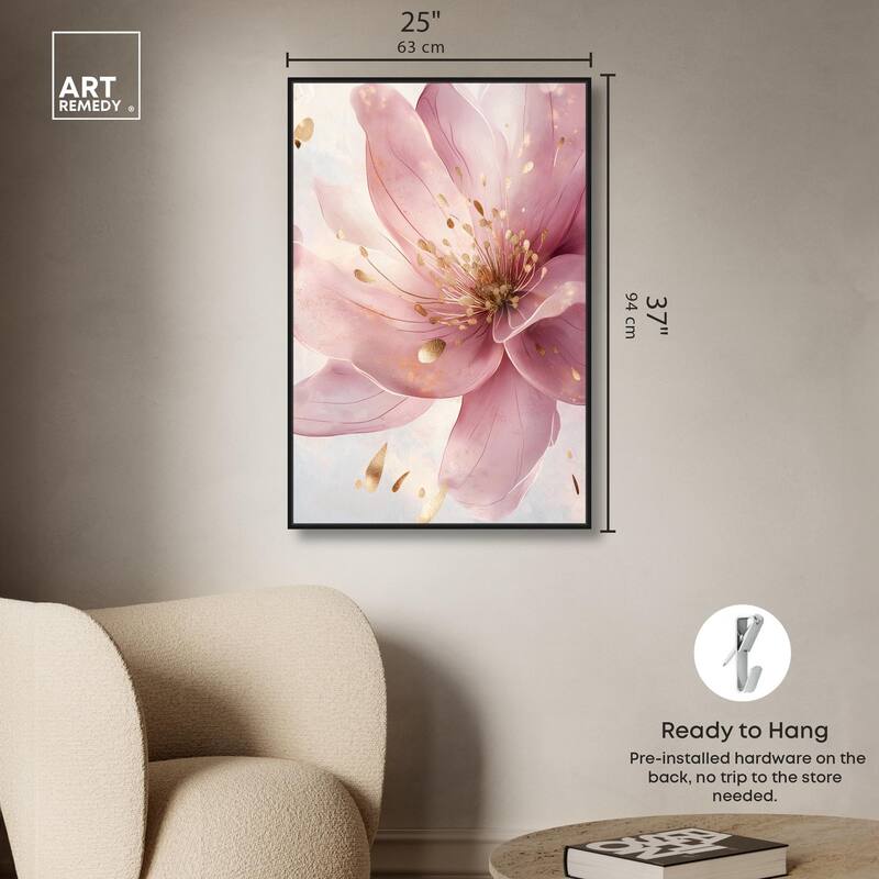 Pink and Gold Bloom Canvas by Art Remedy