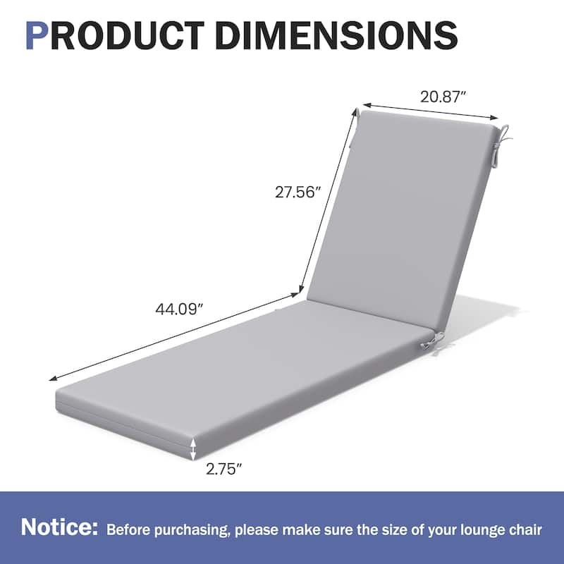 Outdoor Patio Chaise Lounge Cushion with Sunbrella