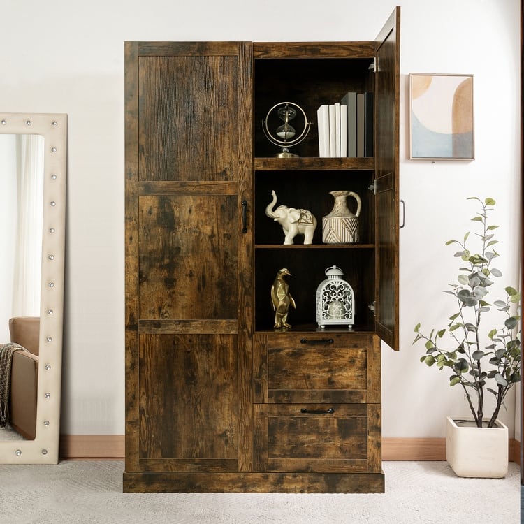 40" Extra-Wide Storage Cabinet, 71" Tall Pantry with Shelves & Drawers