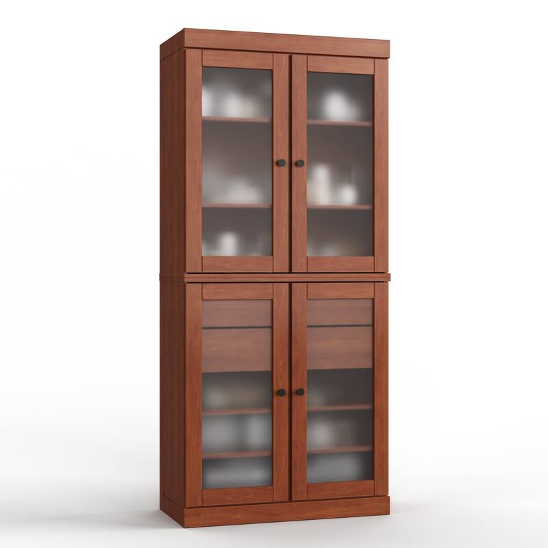 Palace Imports 100% Solid Wood 32" Bathroom Cabinet with Frosted Glass Doors, 2-Drawers and Adjustable Shelves