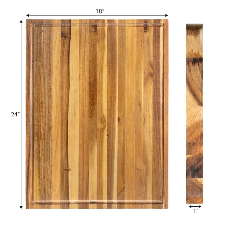 Eldridge Extra Large 24 in. W x 18 in. D Handcrafted Acacia Wood Grain Thick Reversible Cutting Board with Juice Grooves