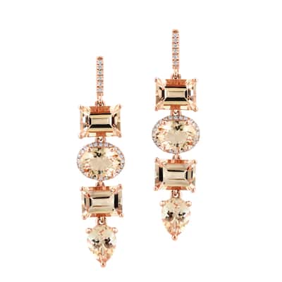 EFFY 14K Rose Gold Diamond Morganite Drop Earrings