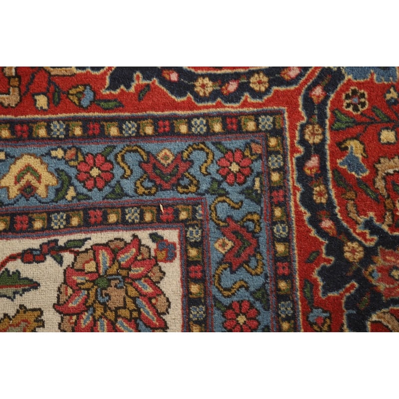 Signed Tabriz Persian Antique Area Rug Handmade Wool Carpet - 9'0" x 12'10"