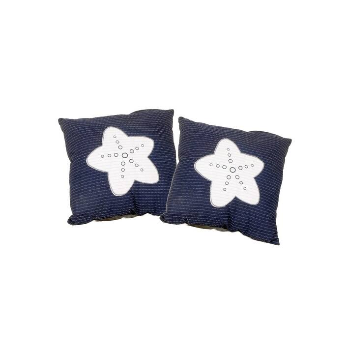 Set of Two Blue and White Starfish Throw Pillows