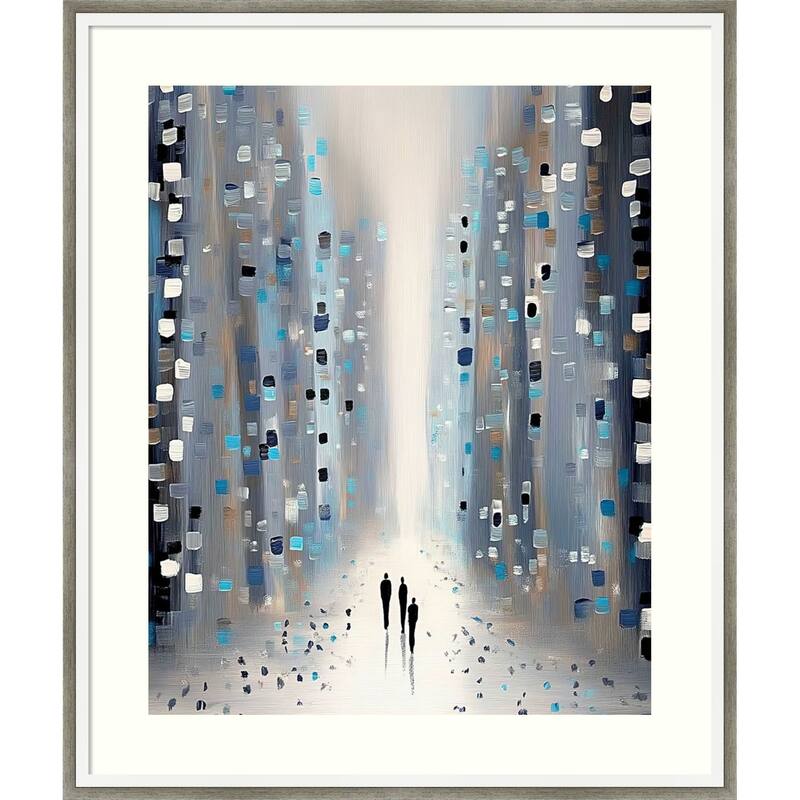 Network Figures No. 1 by Tradelink inhouse artist Wood Framed Wall Art Print - Lucie Silver White