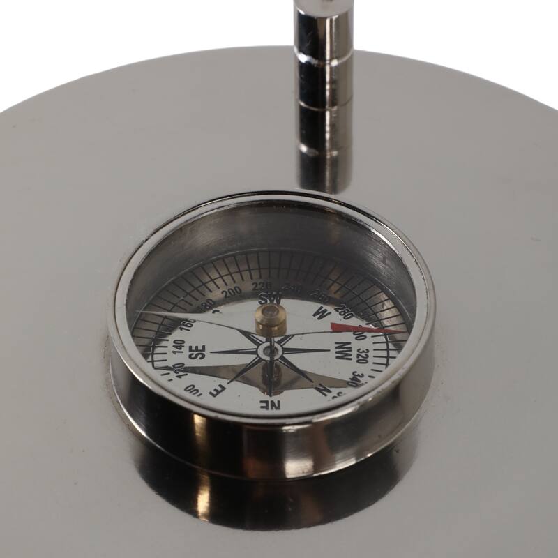 Modern Metal and Glass Hourglass Timer with Frame and Built-In Compass