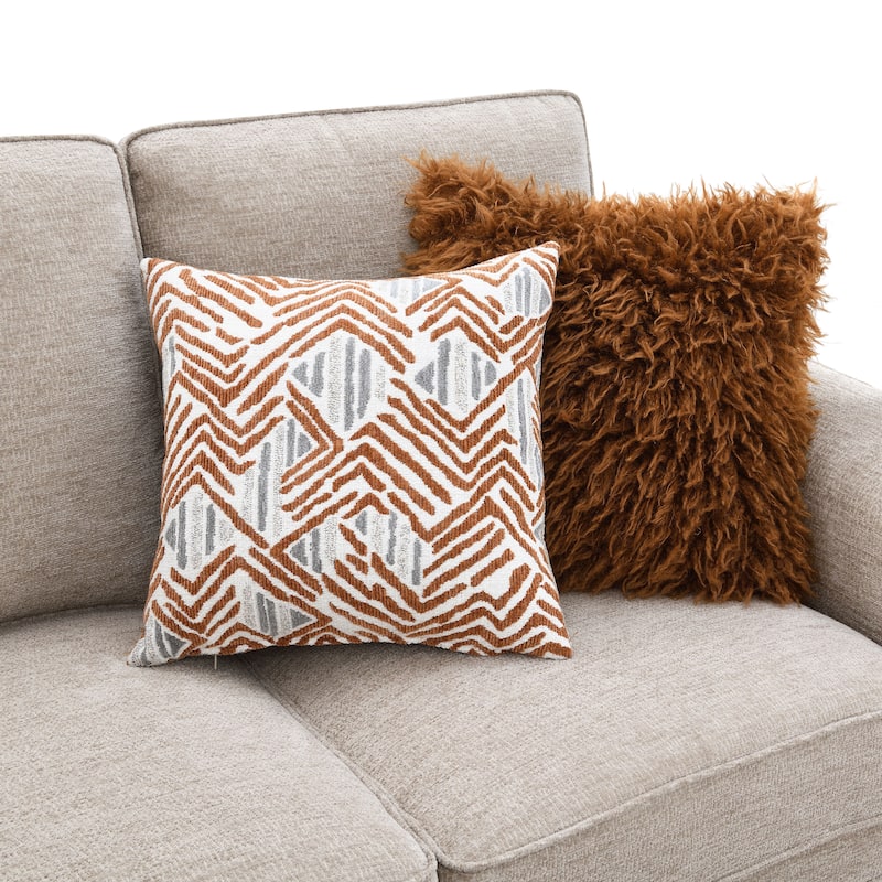 Furniture of America Maevy 3-Piece Taupe Chenille Sofa Set with Accent Pillows