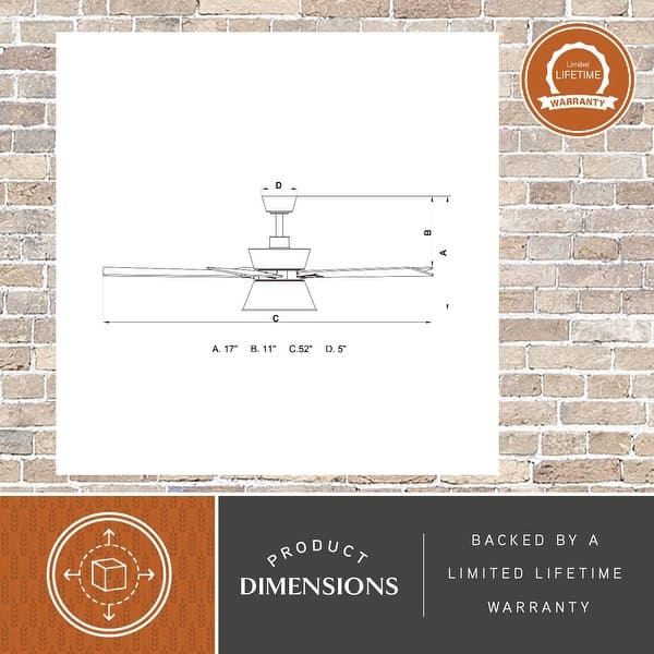 Scottsdale 52 in. Black and Gold Ceiling Fan with Reversible Black-Walnut Blades, Dimmable LED Light Kit and Remote, Metal Shade