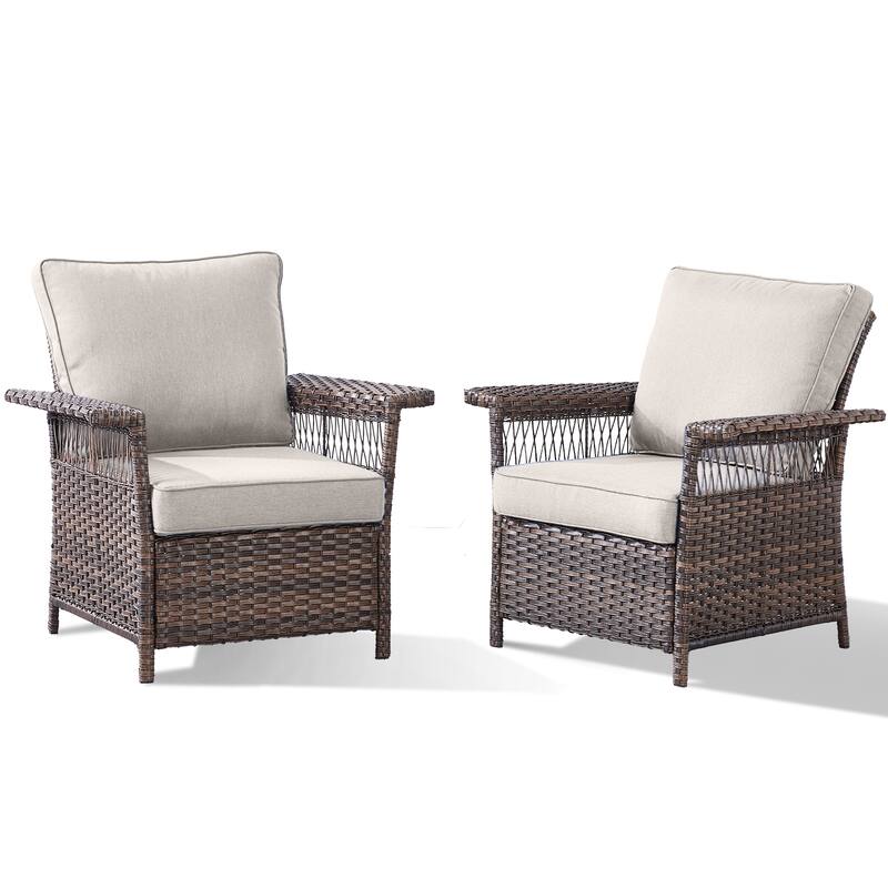 Pocassy Outdoor Swivel Chairs with Sofa Chair Ottoman and Table Set