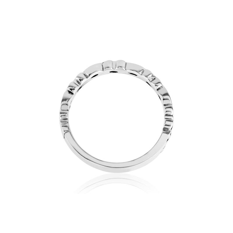 14k White gold Hand Carved Womens Wedding Band Filigree Vintage Stackable Ring
