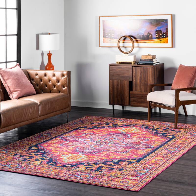 Nuloom Jaclyn Bohemian Medallion Area Rug - 4' x 6' - Hot Pink