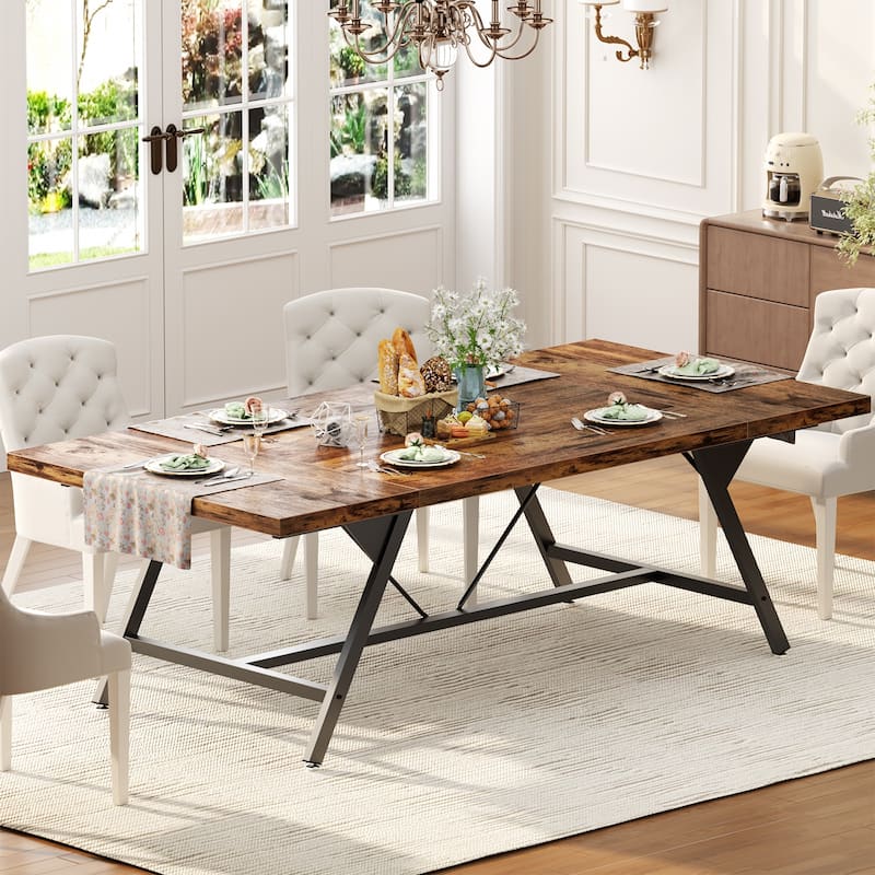 70.8-in Modern Farhouse Dining Table for 6 people, Large Kitchen Desk for Dining Room