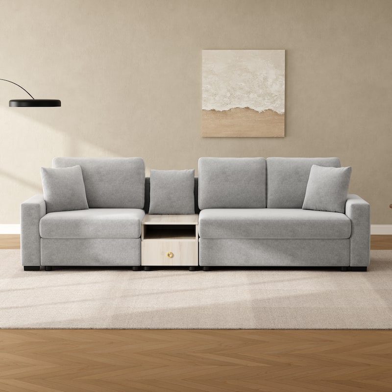 Roomfitters Modern Modular Sofa Couch with Storage Armrest and Center Console, 111 Inch