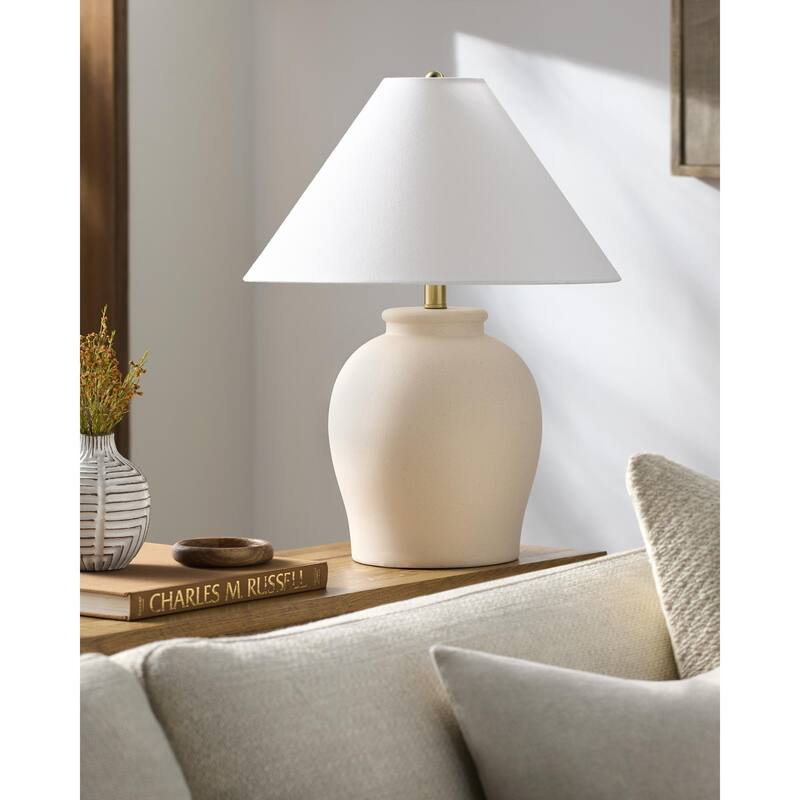 Livabliss Besson Traditional Accent Table Lamp - 22"H x 17"W x 17"D - Beige/Gold