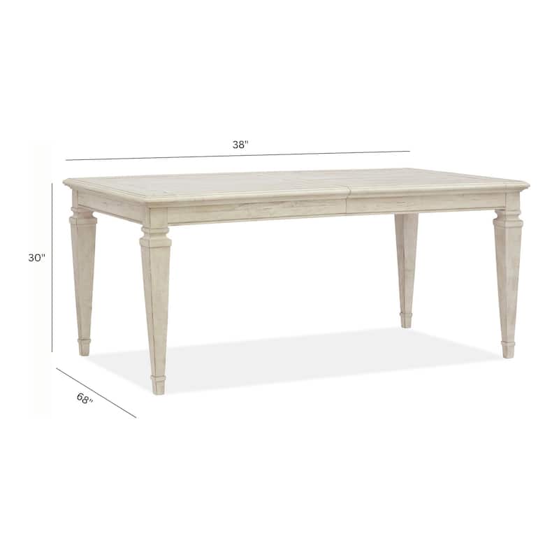 Magnussen Home Newport Alabaster Extendable Rectangular Dining Table - 38''W x 68''D x 30''H - 38''W x 68''D x 30''H