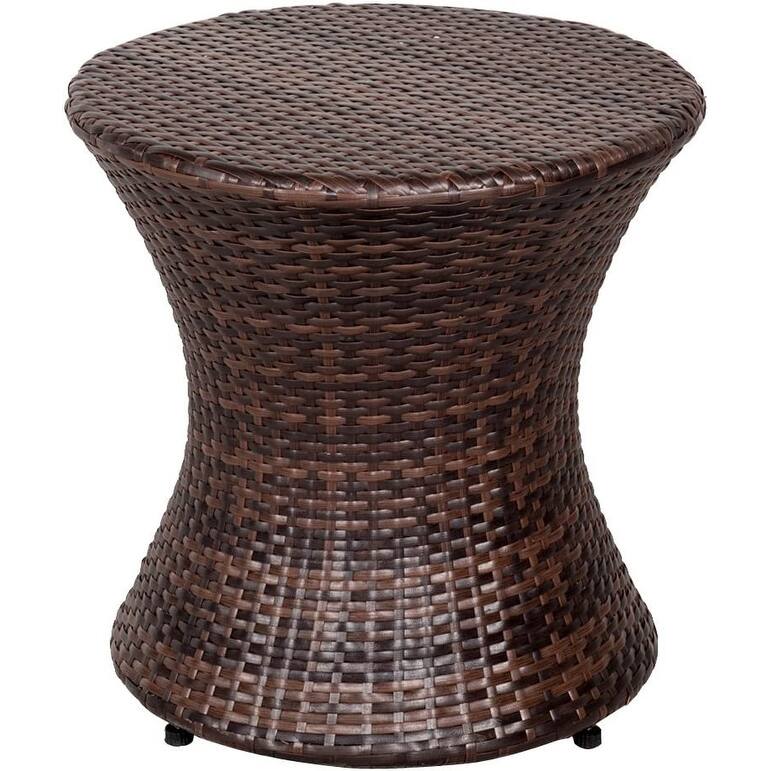 Outdoor Patio 20"Tall Round Wicker Accent Side Table - Brown
