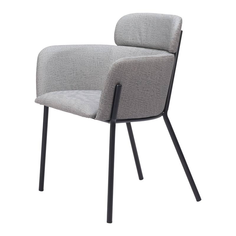 HomeRoots Set of Two Gray and Black Upholstered Faux Leather Dining Arm Chairs - 25.00 in. x 31.30 in. x 23.00 in.