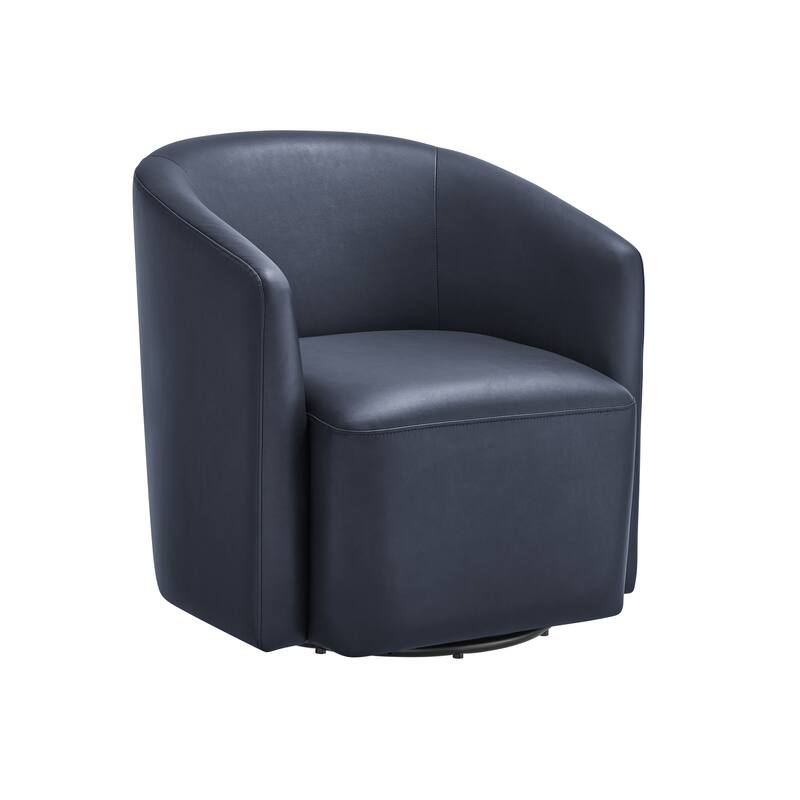 Leather Swivel Barrel Chair 30 Inch Compact 360 Degree