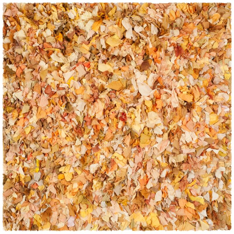 SAFAVIEH Handmade Rio Shag Chihoko 3.5-inch Extra Thick Decorative Rug - 8' Square - Gold/Multi