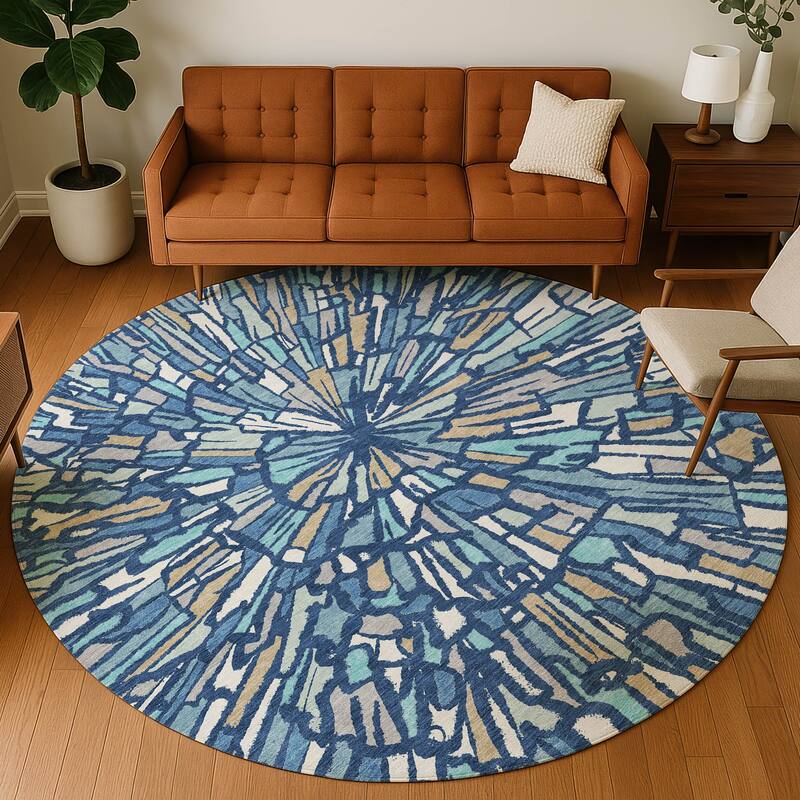 Machine Washable Indoor/ Outdoor Modern Zip Chantille Rug