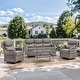 preview thumbnail 87 of 101, Outdoor Sofa with 6-Inch Thick Cushions Furniture for Porch 4PCS Sofa w/ Swivel Chair Table - Grey Wicker Grey Cushion