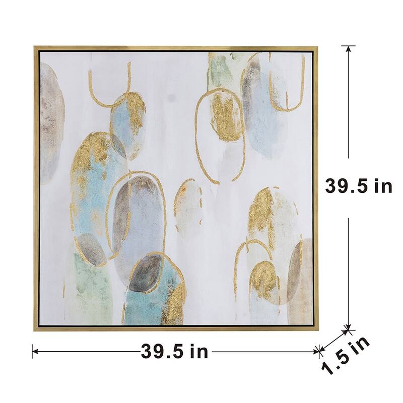 Modern Oil Painting, Square Framed Wall Art for Living Room