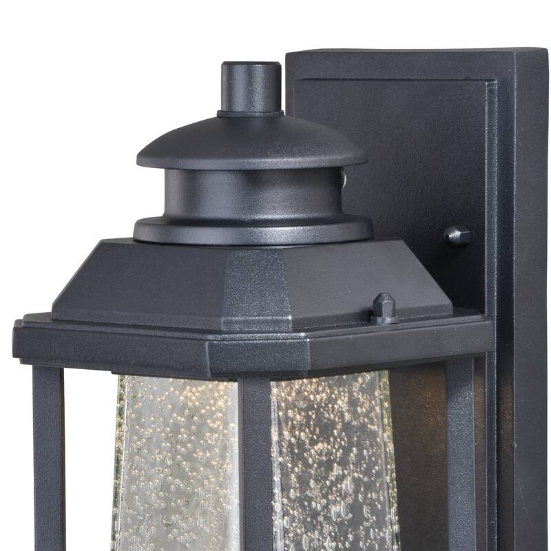 Freeport Aluminum 1 Light LED Dusk to Dawn Black Outdoor Wall Lantern Clear Glass - 5.5-in W x 9.75-in H x 6.5-in D