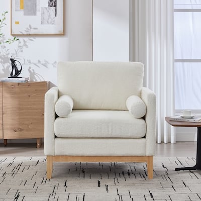 35.4 "Wide Modern Farmhouse Accent Chair with Natural Wood Legs