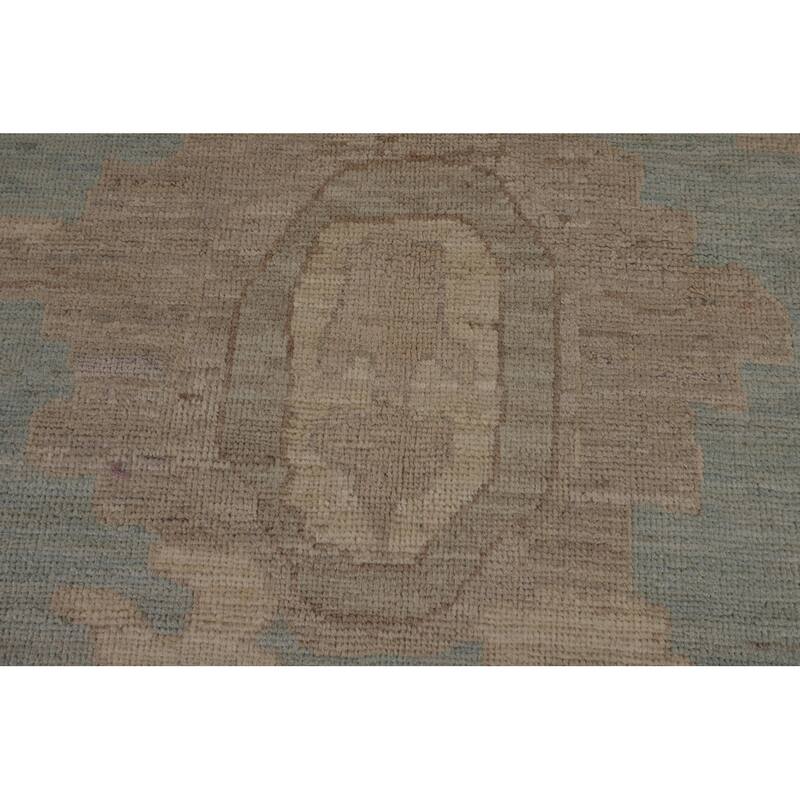 Light Blue Oushak Turkish Rug Hand-Knotted Wool Carpet - 9'0"x 11'10"